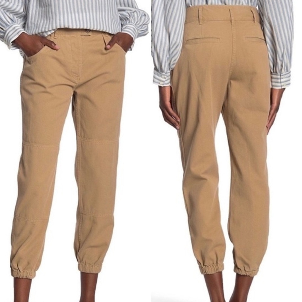 NILI LOTAN French Military Mid-Rise Cargo Jogger Pants Tan Size 6